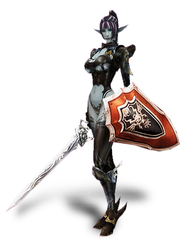 L2 Tiat dark elf Shillien Knight with sword and shield