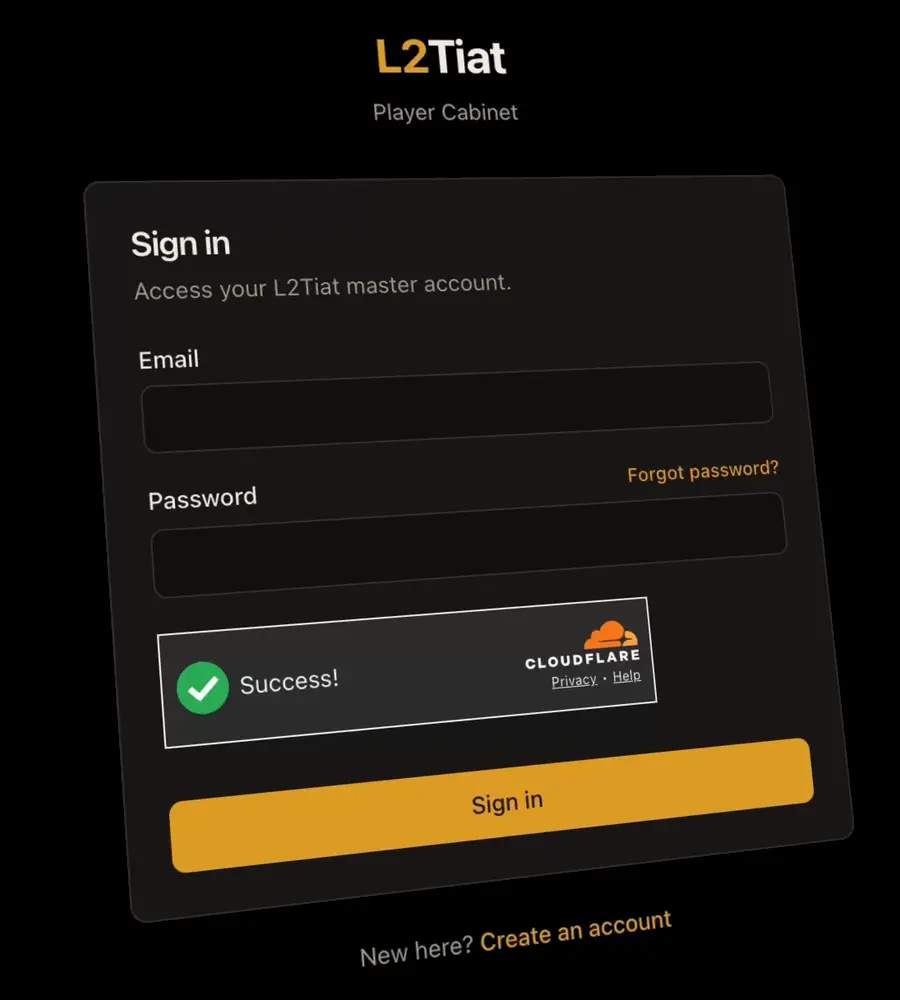Animated preview of the L2 Tiat cabinet sign-in panel.